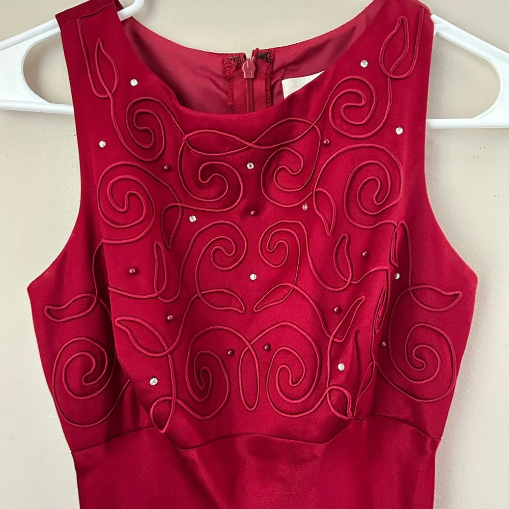 Cache Y2K Vintage Prom‎ Dress Maxi Red Beaded Top Size 3/4 Juniors